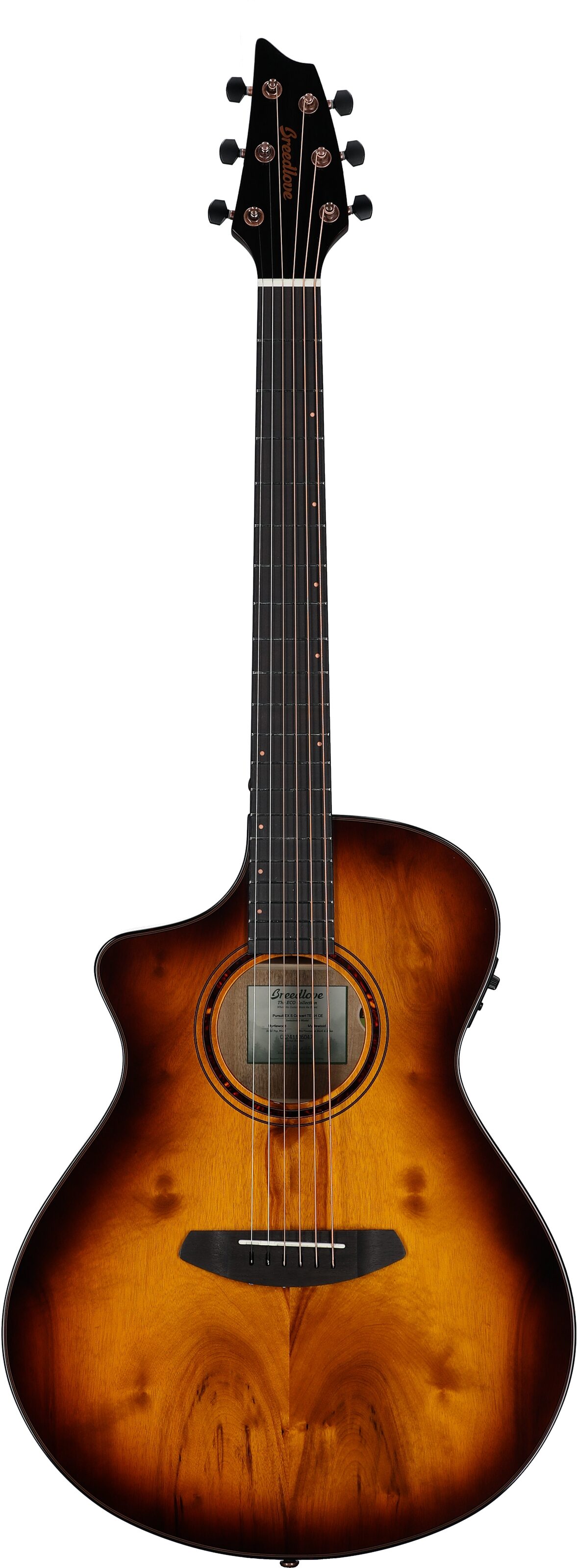 Breedlove Pursuit Exotic S Concert Acoustic-Electric Guitar, Left-Handed, Tigers Eye, Full Straight Front
