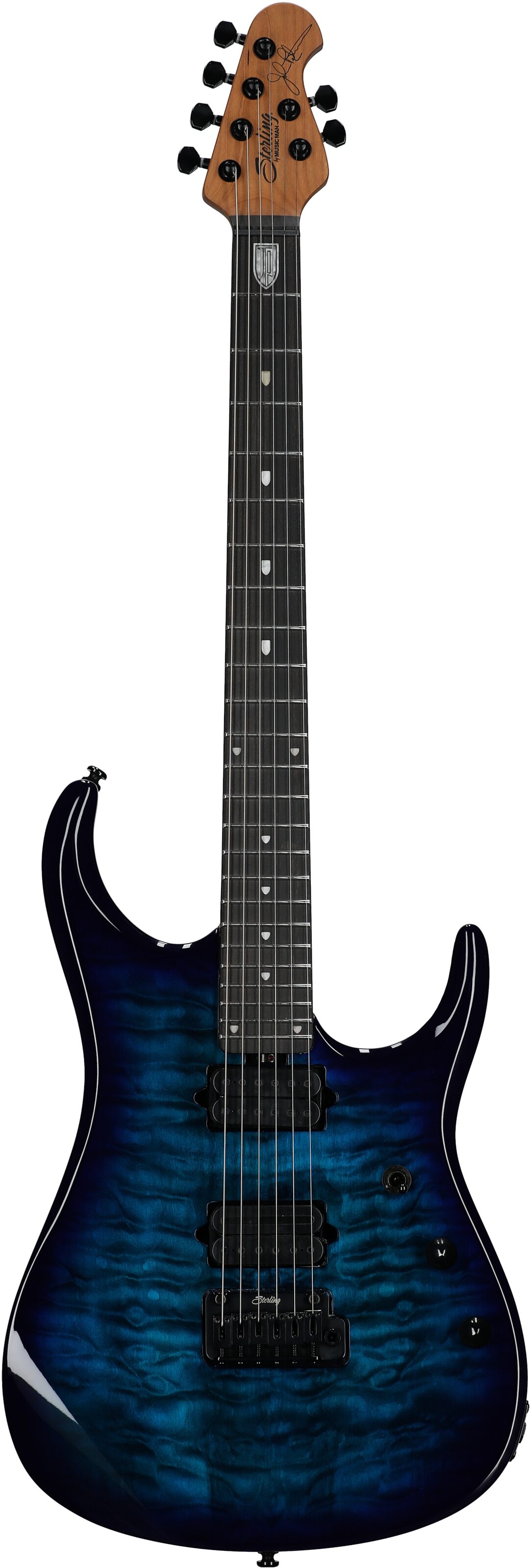 Sterling by Music Man John Petrucci JP150D QM Electric Guitar, Cerulean Blue, Full Straight Front