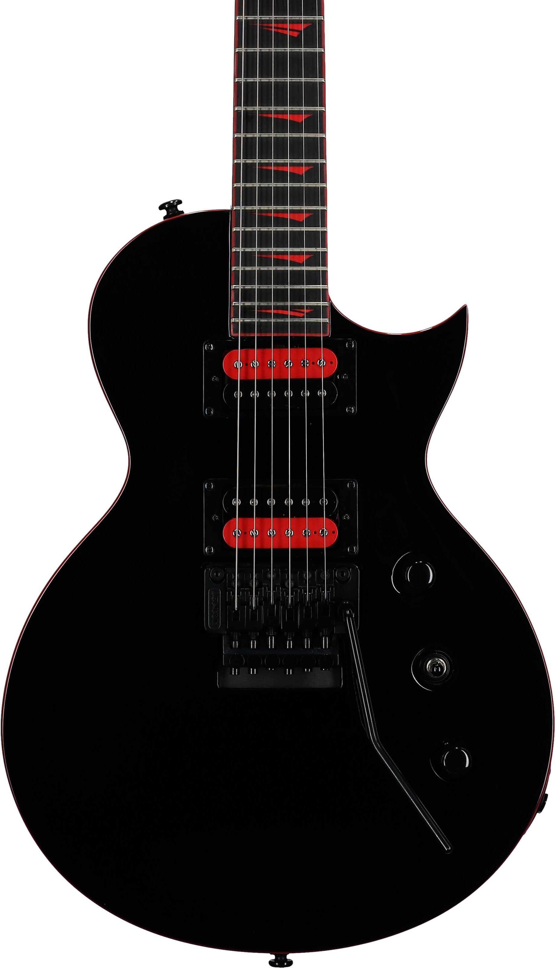 Kramer Assault 220FR Electric Guitar, Black with Red Bind, Body Straight Front