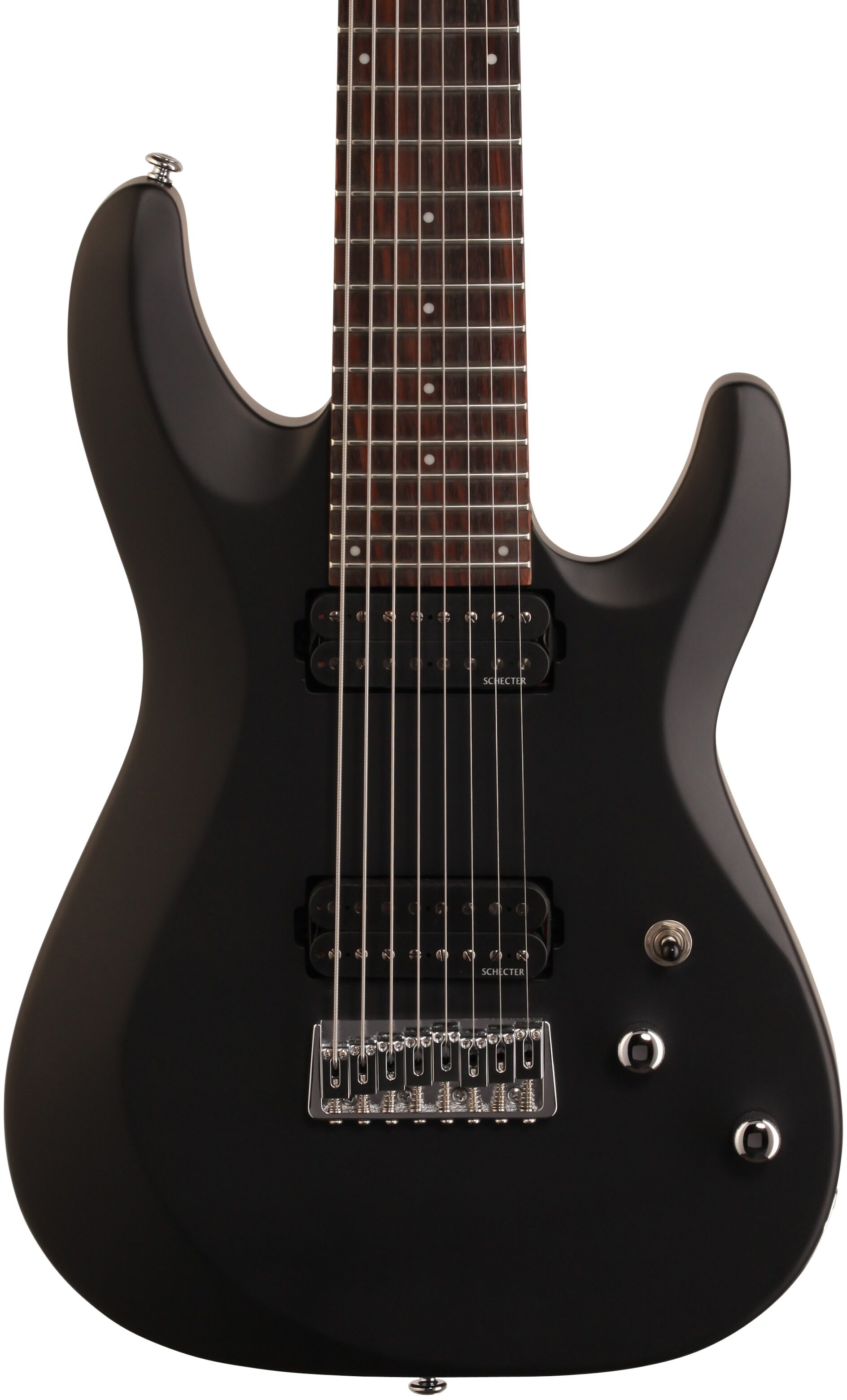 Schecter C-8 Deluxe Electric Guitar, Satin Black, Body Straight Front
