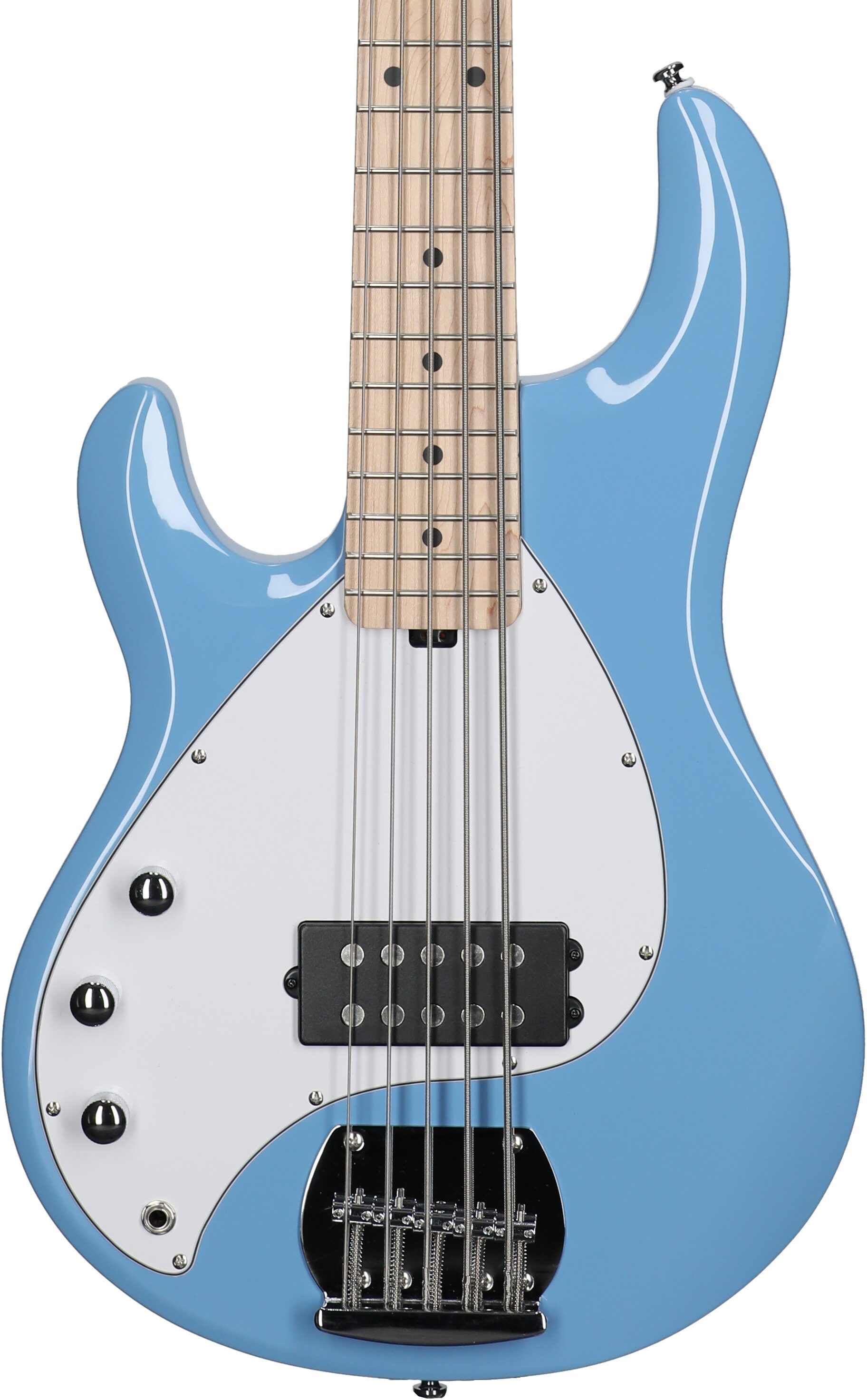 Sterling by Music Man Ray5LH Electric Bass, Left-Handed, Chopper Blue, Body Straight Front