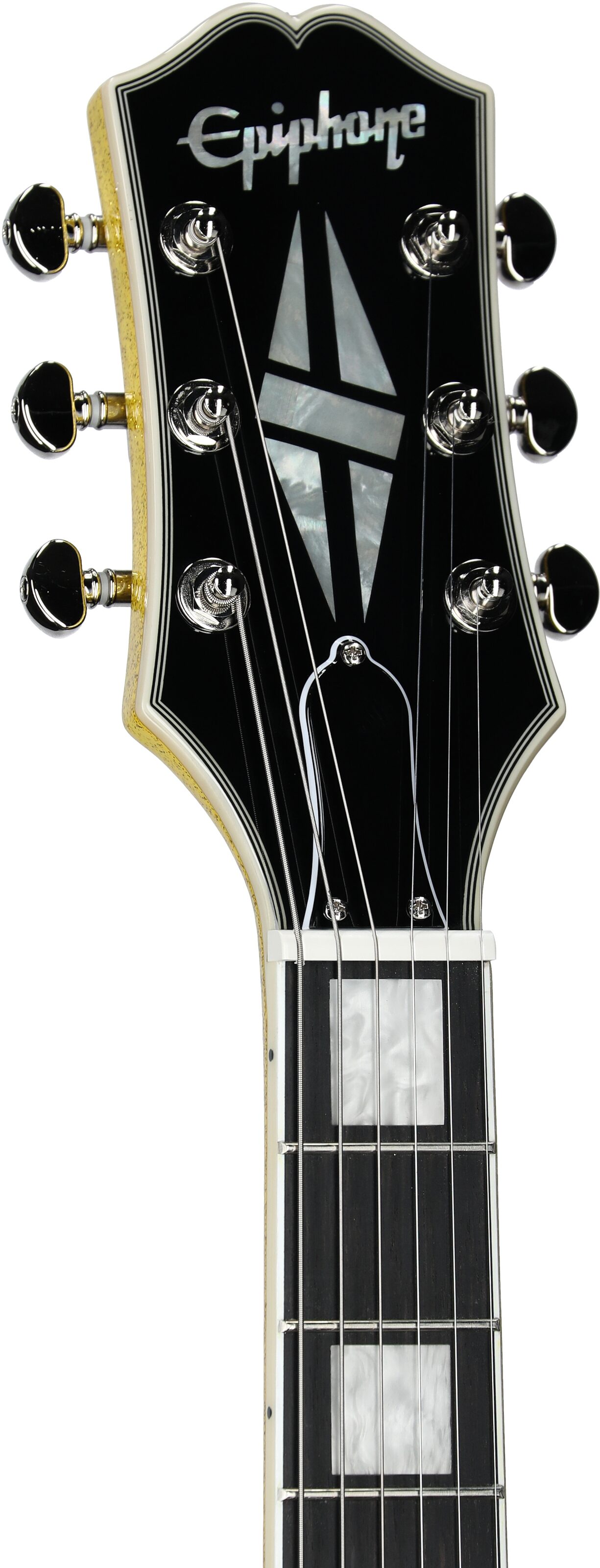 Epiphone Exclusive SG Custom Electric Guitar, Gold Sparkle, Headstock Left Front