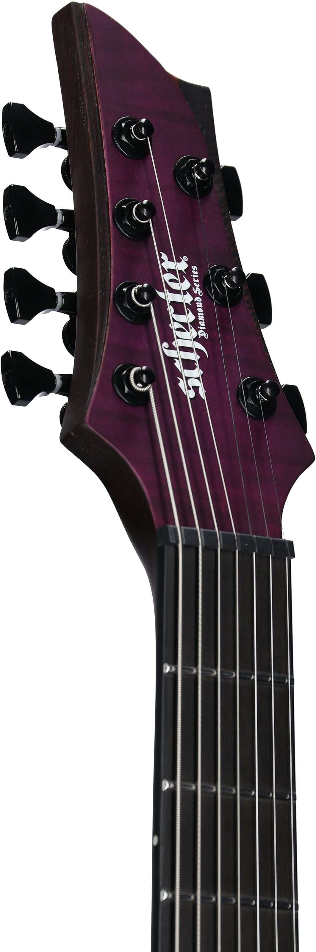 Schecter John Browne Tao-7 Electric Guitar, 7-String, Transparent Purple, Headstock Left Front
