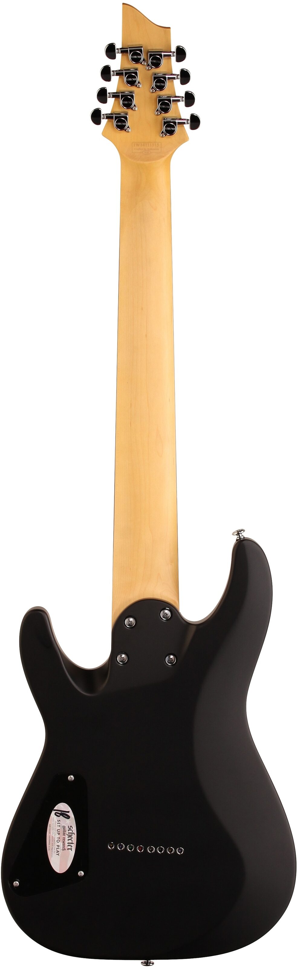 Schecter C-8 Deluxe Electric Guitar, Satin Black, Full Straight Back