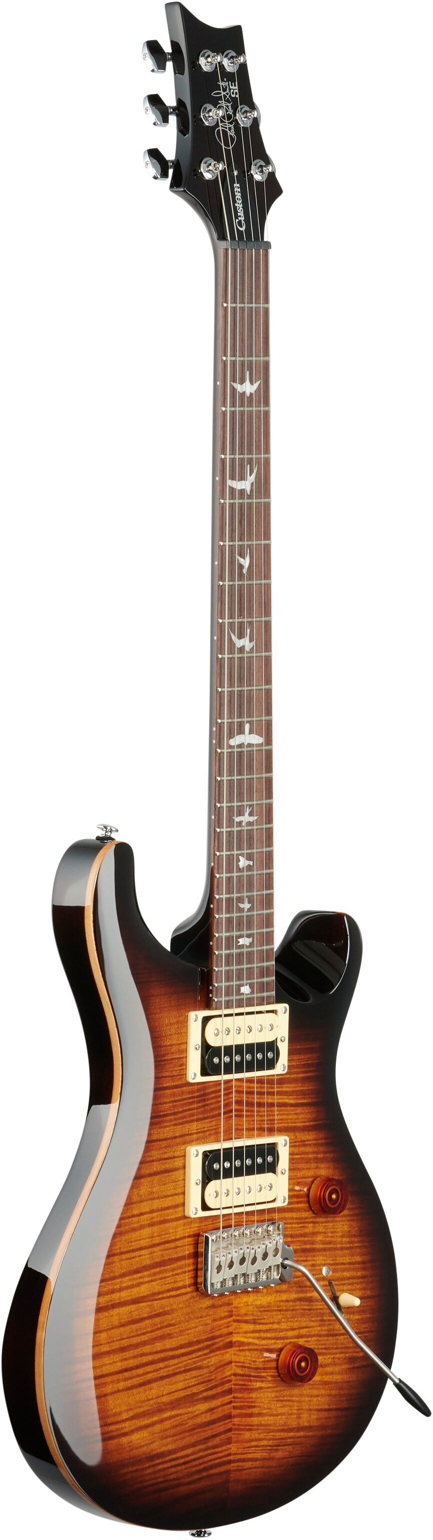 PRS Paul Reed Smith SE Custom 24 Electric Guitar (with Gig Bag), Black Gold Burst, Body Left Front