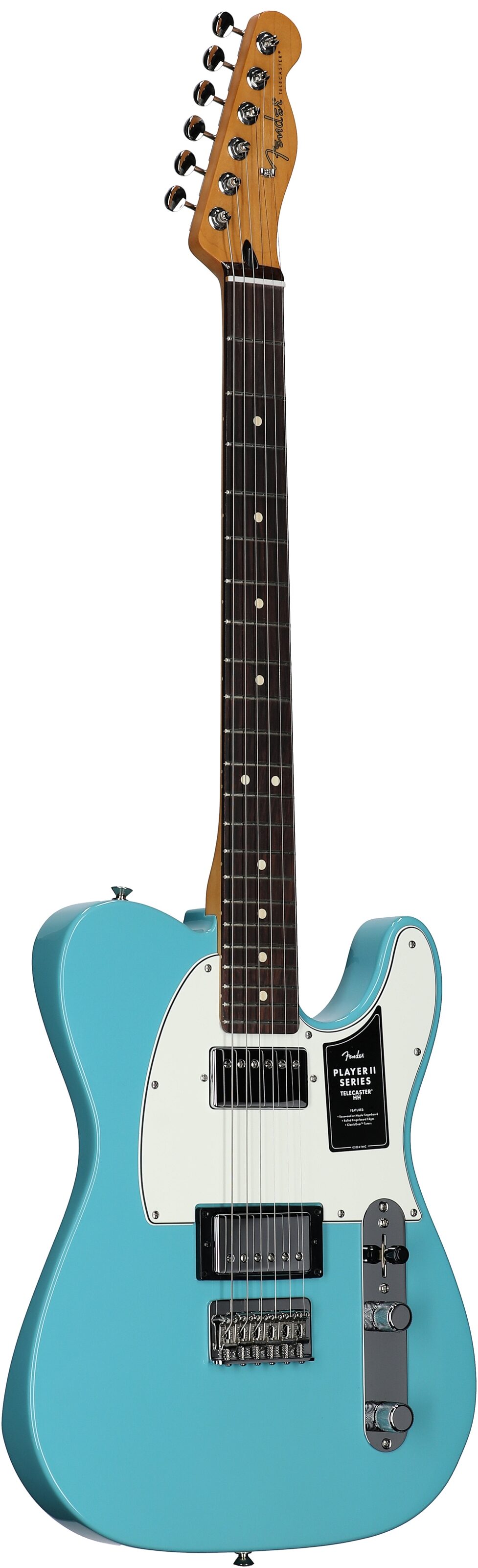 Fender Player II Telecaster HH Electric Guitar, with Rosewood Fingerboard, Aquatone Blue, Body Left Front