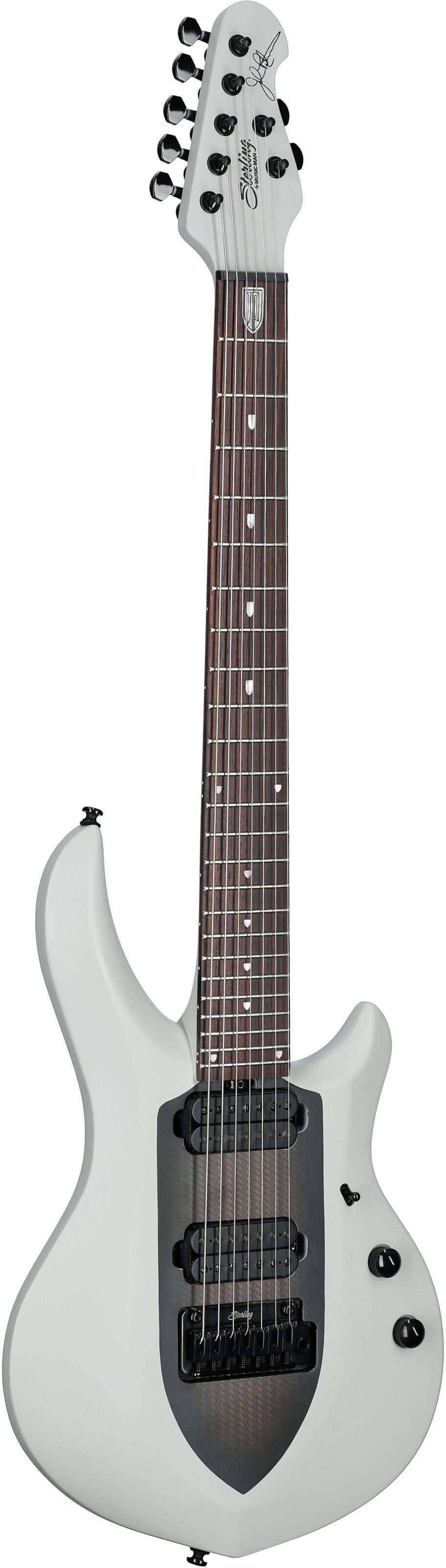 Sterling by Music Man John Petrucci MAJ170 Electric Guitar, Chalk Grey, Body Left Front