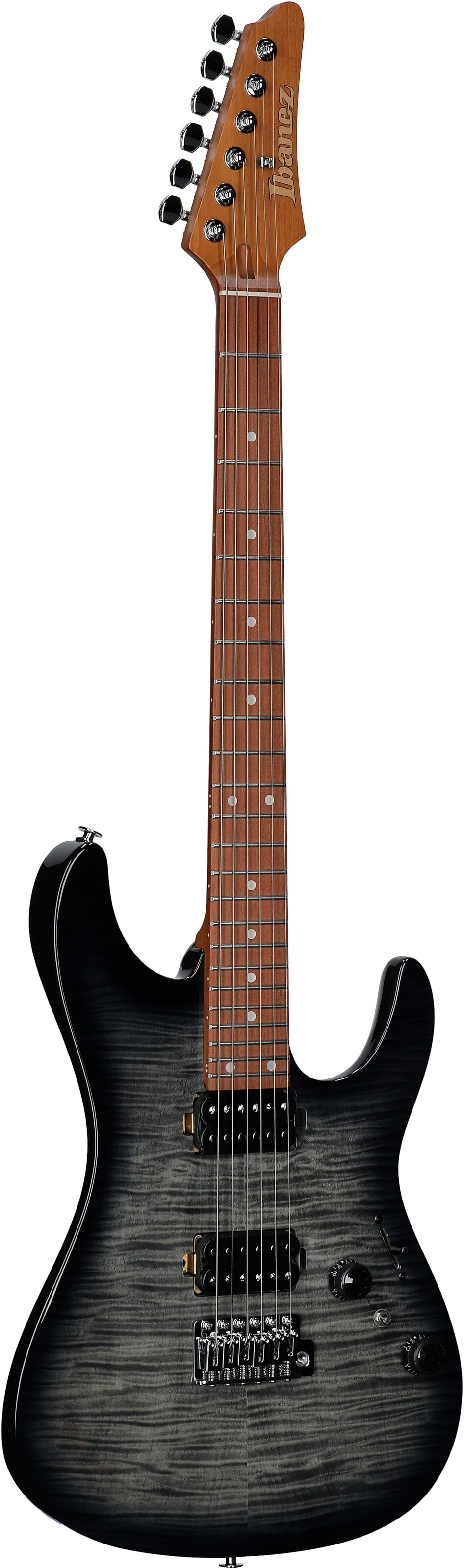 Ibanez AZ24S1F Electric Guitar, Transparent Black Sunburst, Body Left Front