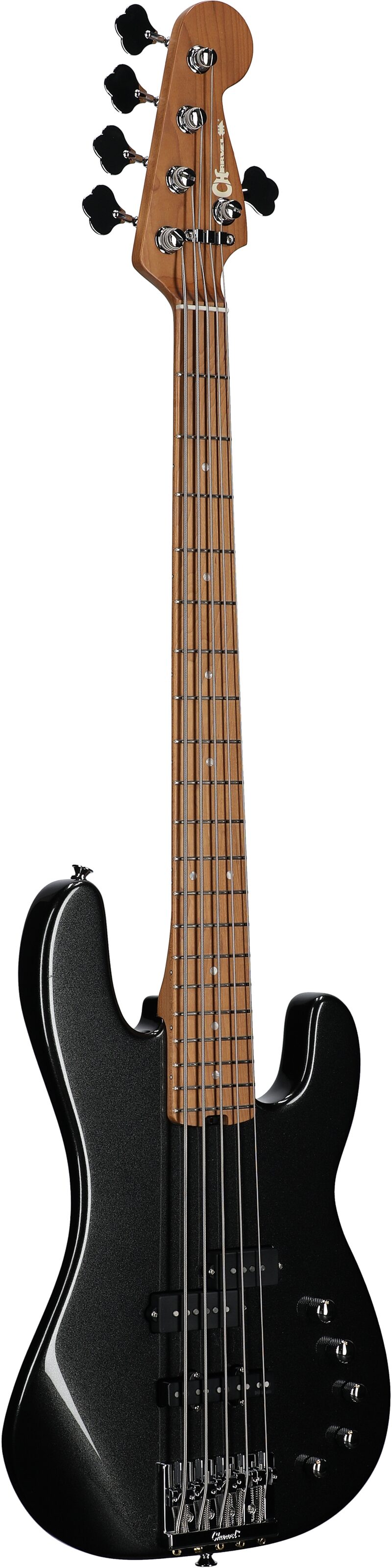 Charvel Pro-Mod San Dimas Bass PJ V Electric Bass, 5-String, Metallic Black, Body Left Front