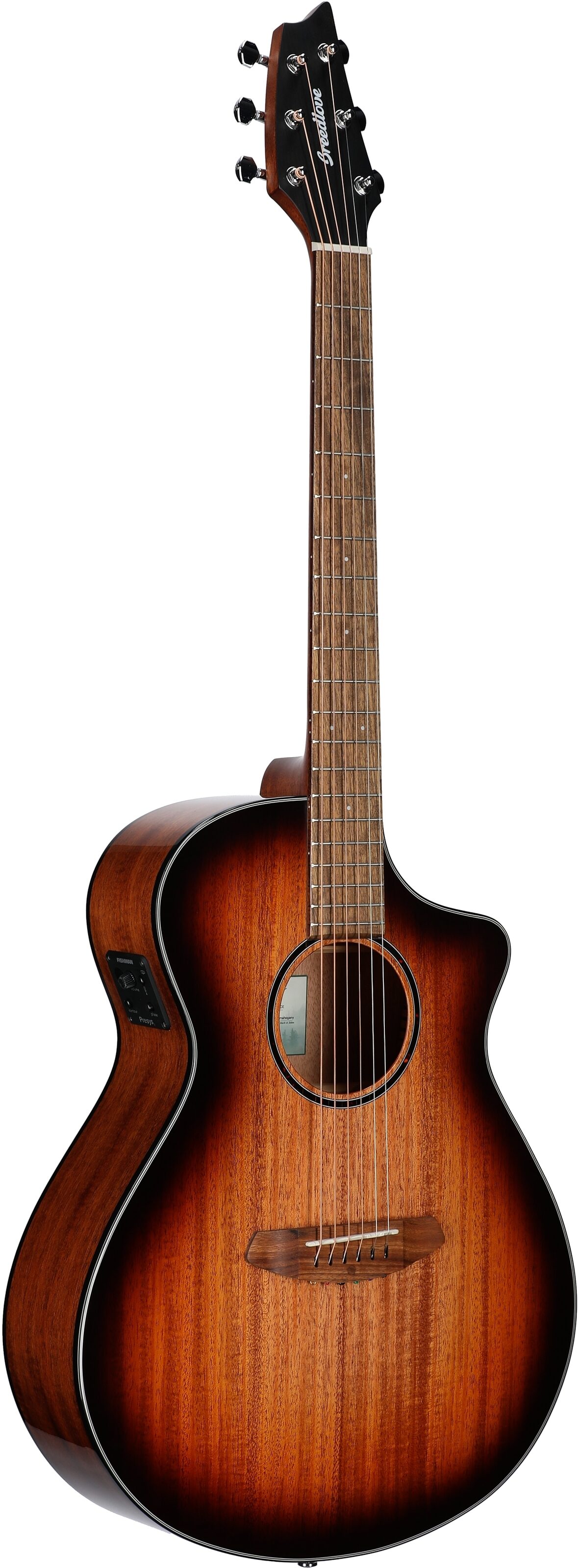 Breedlove ECO Discovery S Concert CE Mahogany Acoustic-Electric Guitar, Edgeburst, Body Left Front