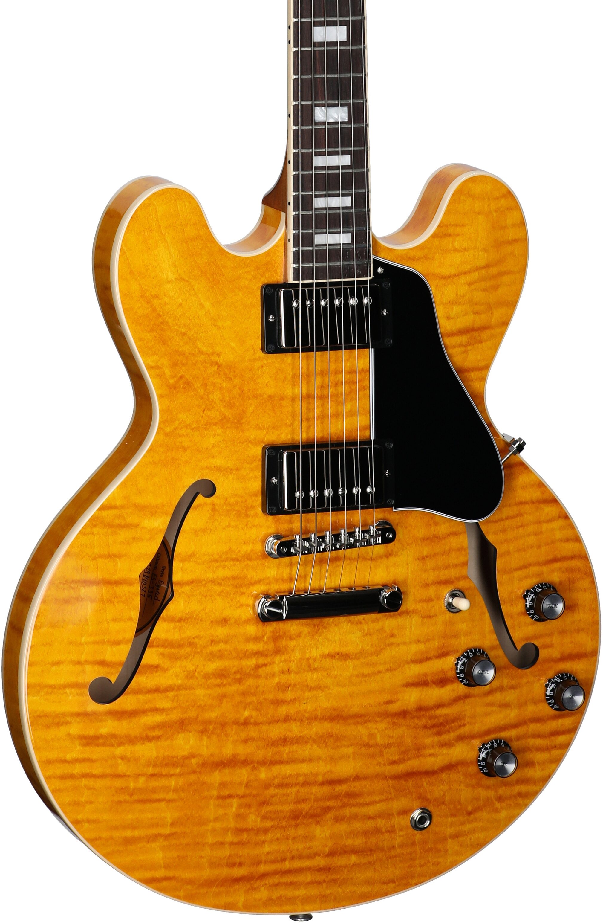 Gibson ES-335 Figured Electric Guitar (with Case), Honey Amber, Serial Number 229840327, Full Left Front