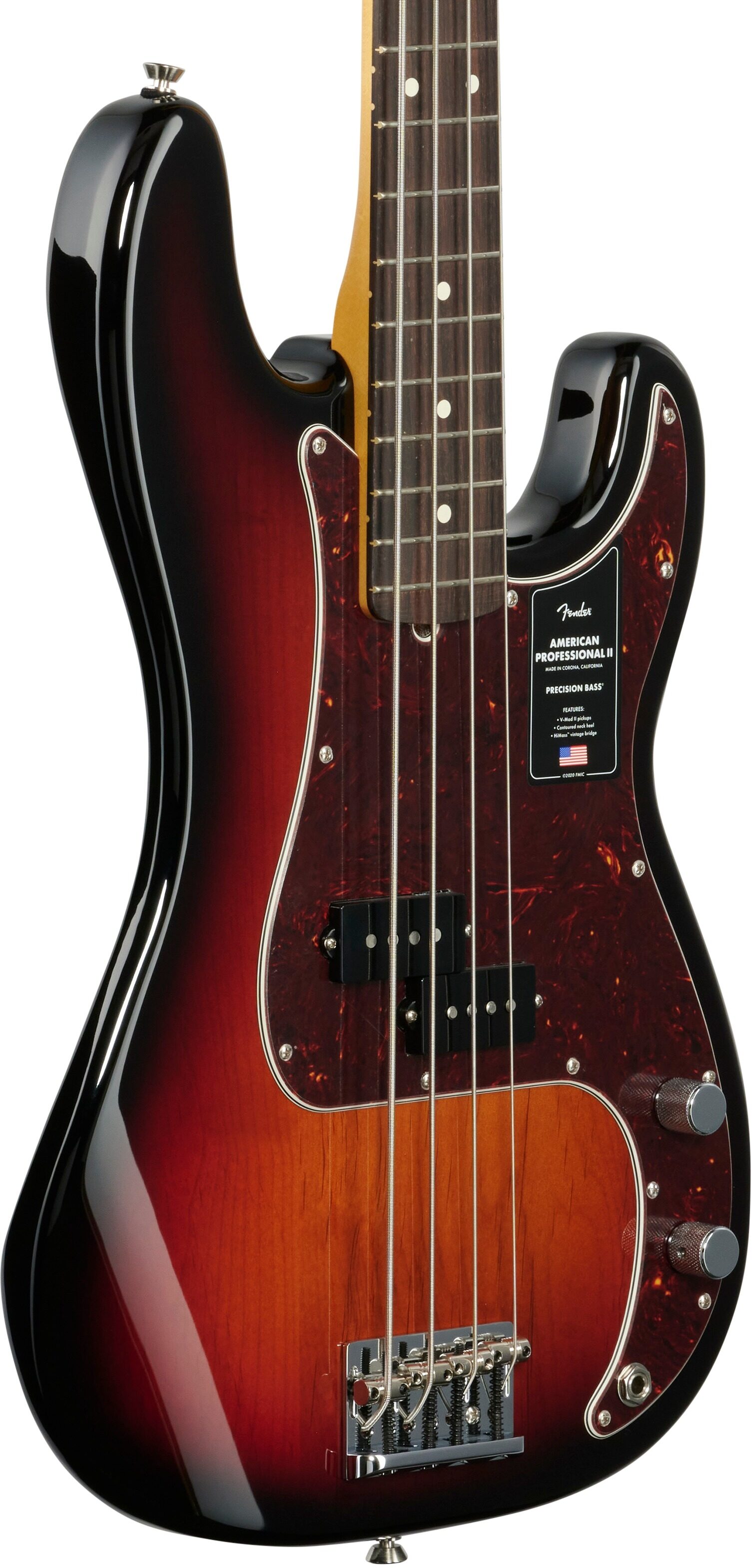 Fender American Pro II Precision Electric Bass, Rosewood Fingerboard (with Case), 3-Color Sunburst, Full Left Front