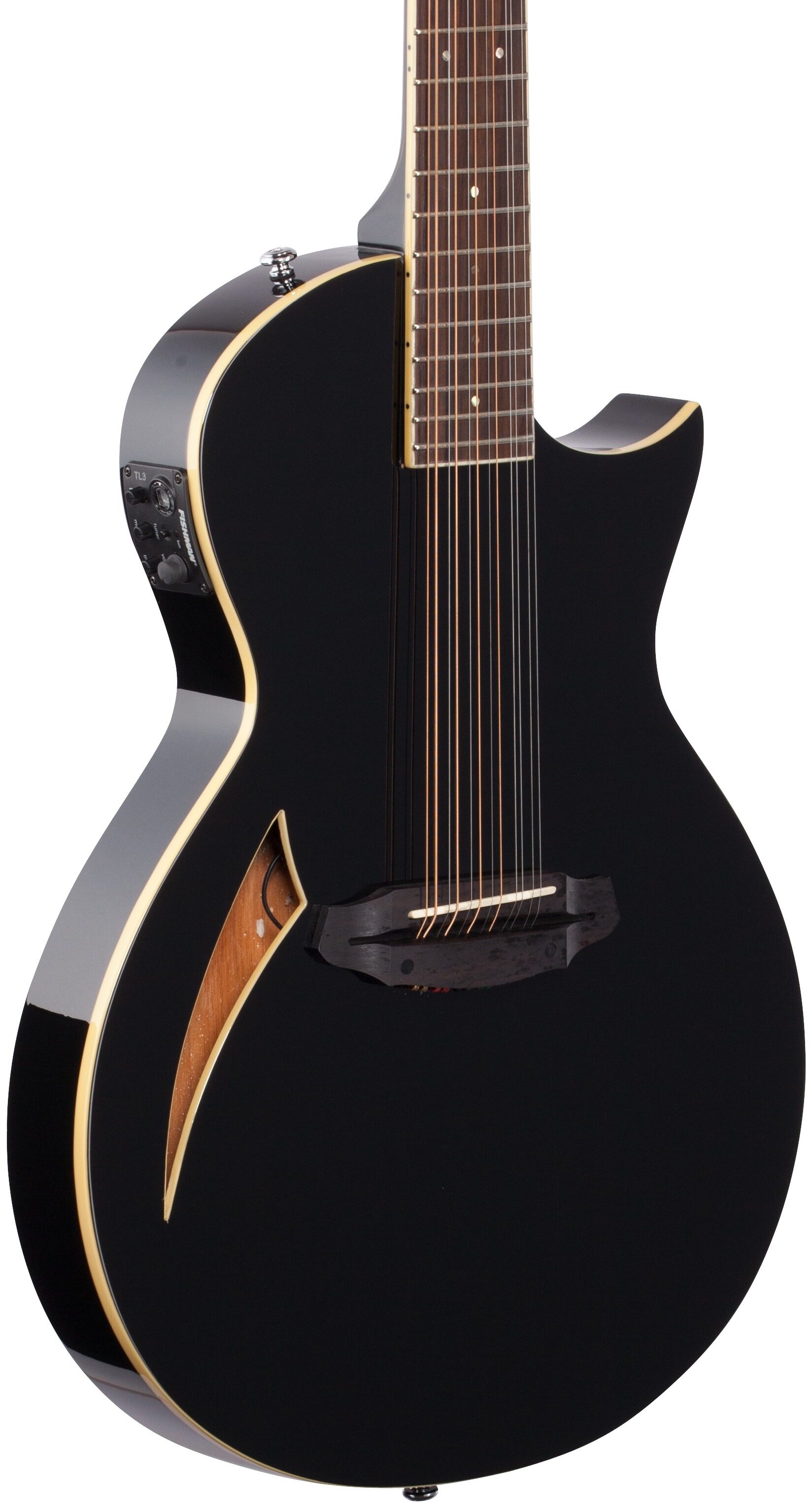 ESP LTD TL-12 Thinline Acoustic-Electric Guitar, 12-String, Black, Full Left Front