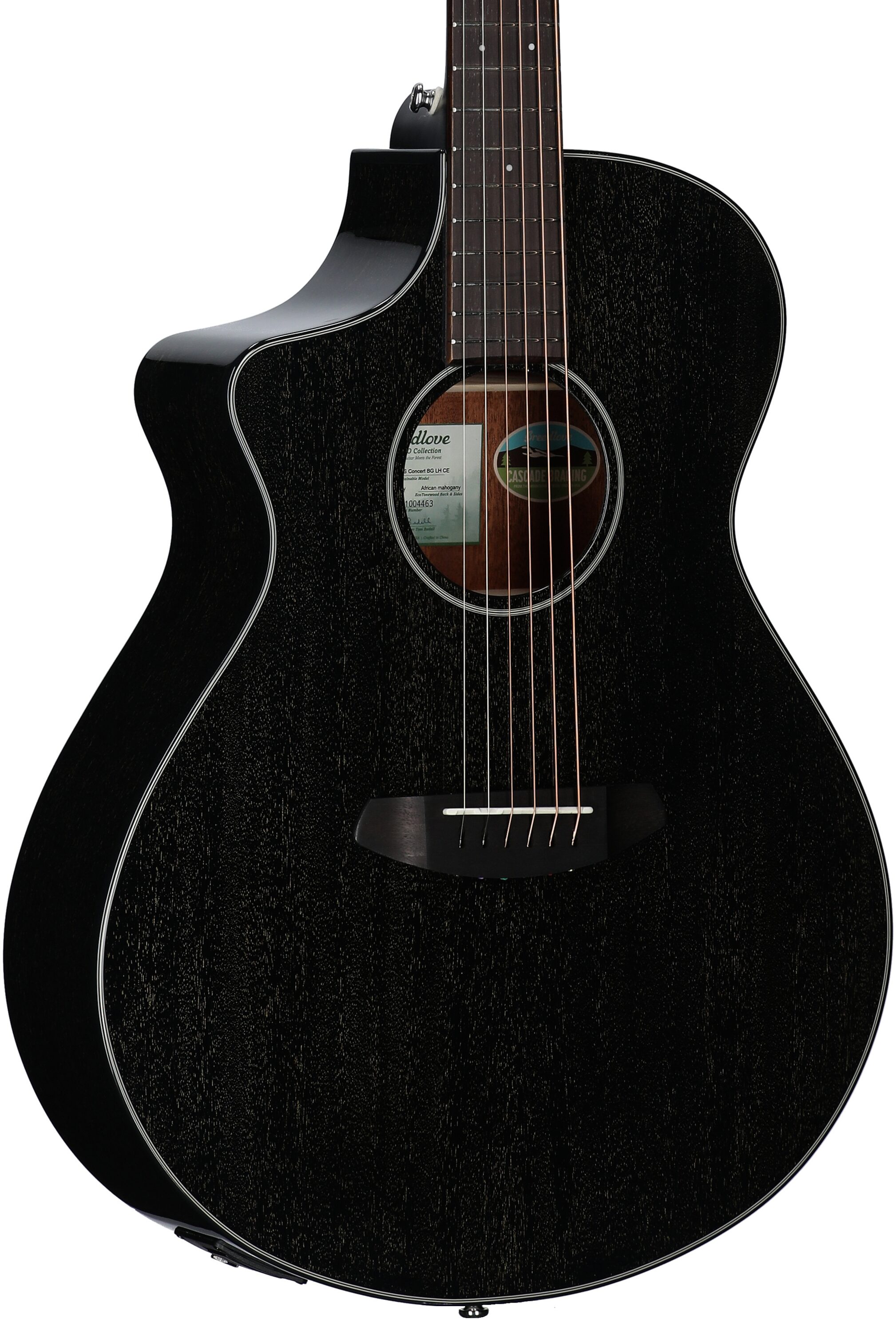 Breedlove Rainforest S Concert CE Acoustic-Electric Guitar, Left-Handed, Black Gold, Full Left Front