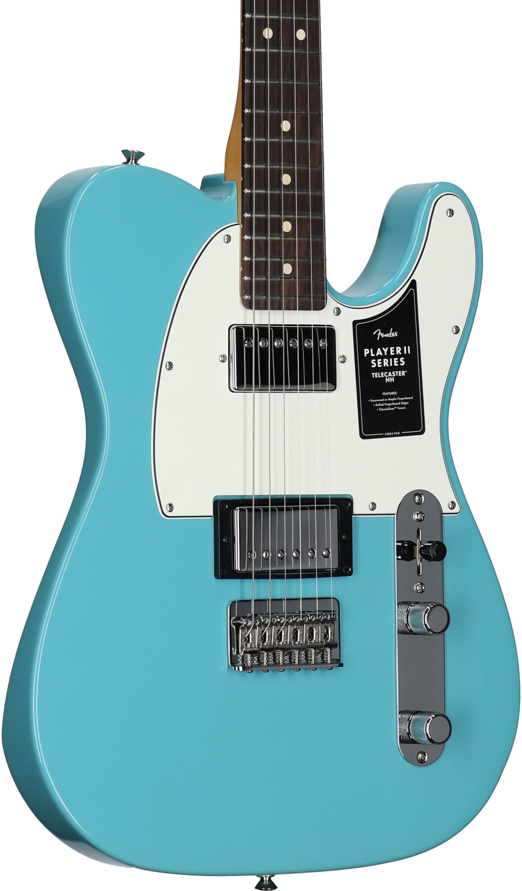 Fender Player II Telecaster HH Electric Guitar, with Rosewood Fingerboard, Aquatone Blue, Full Left Front