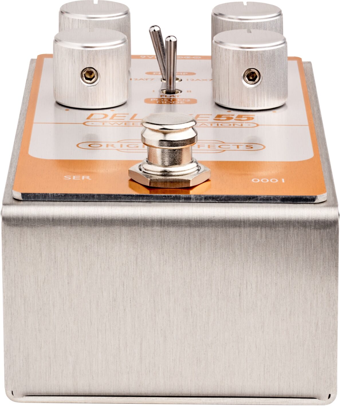 Origin Effects Deluxe55 Tweed Recreation Overdrive Pedal, Original, Angled Front