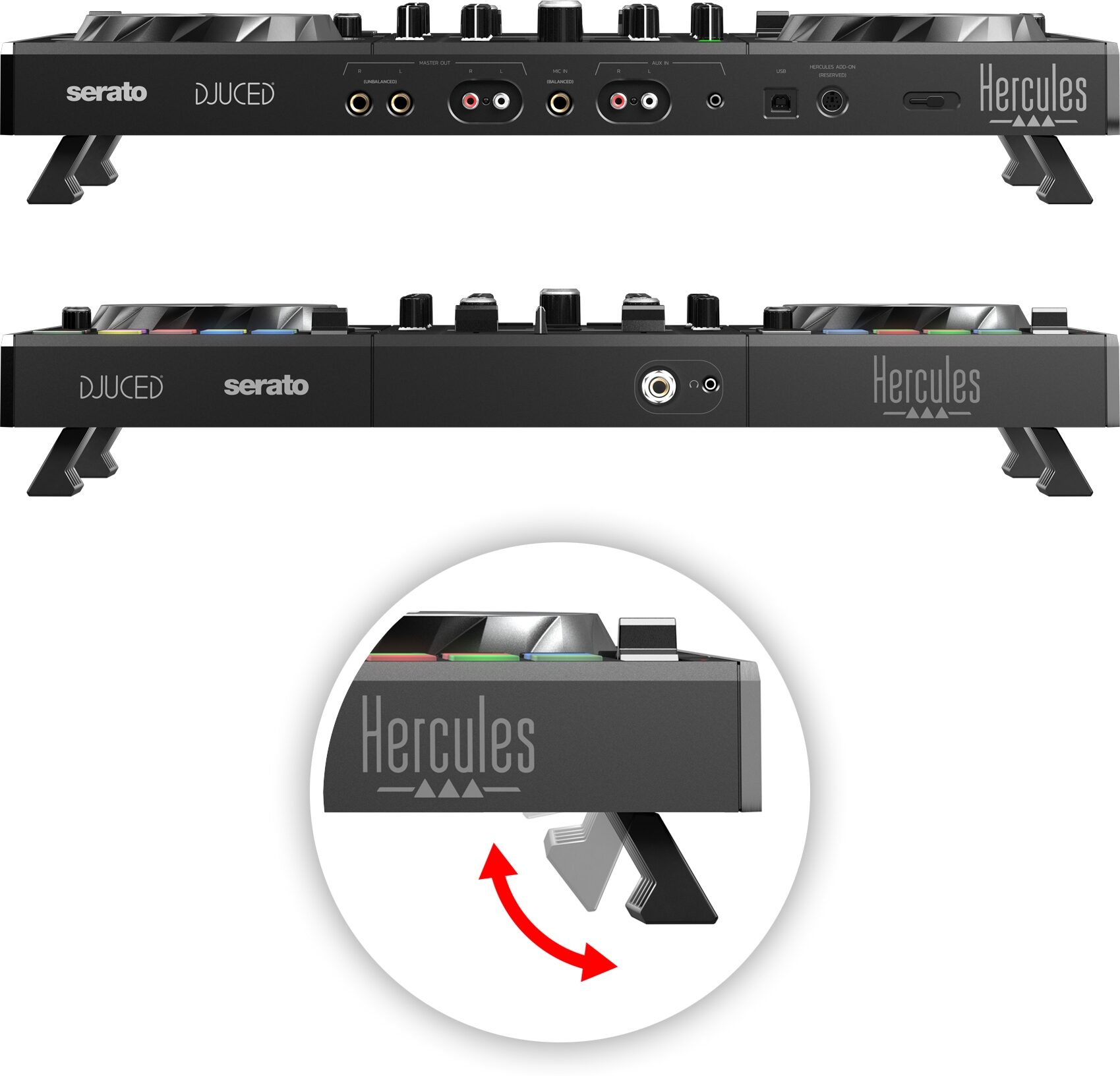Hercules DJControl Inpulse 500 DJ Controller, Black, Action Position Back