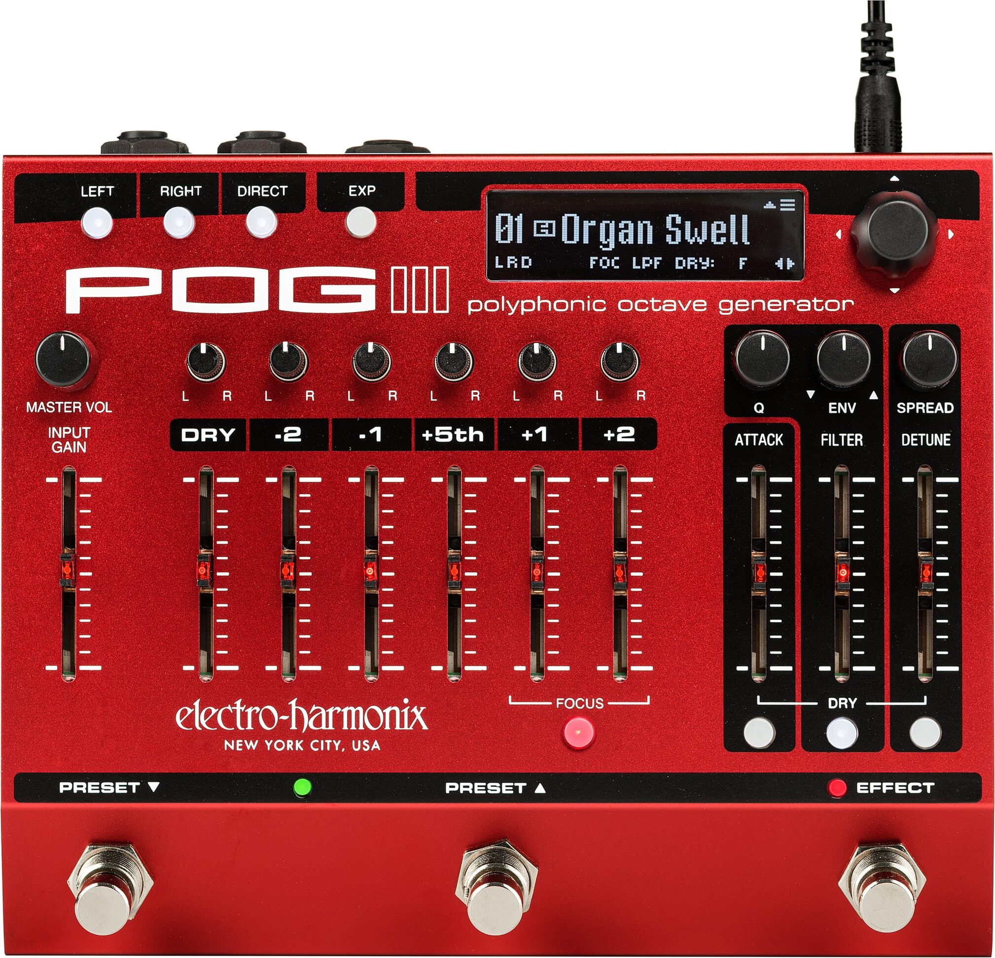 Electro-Harmonix POG3 Polyphonic Octave Generator Pedal, New, Action Position Back