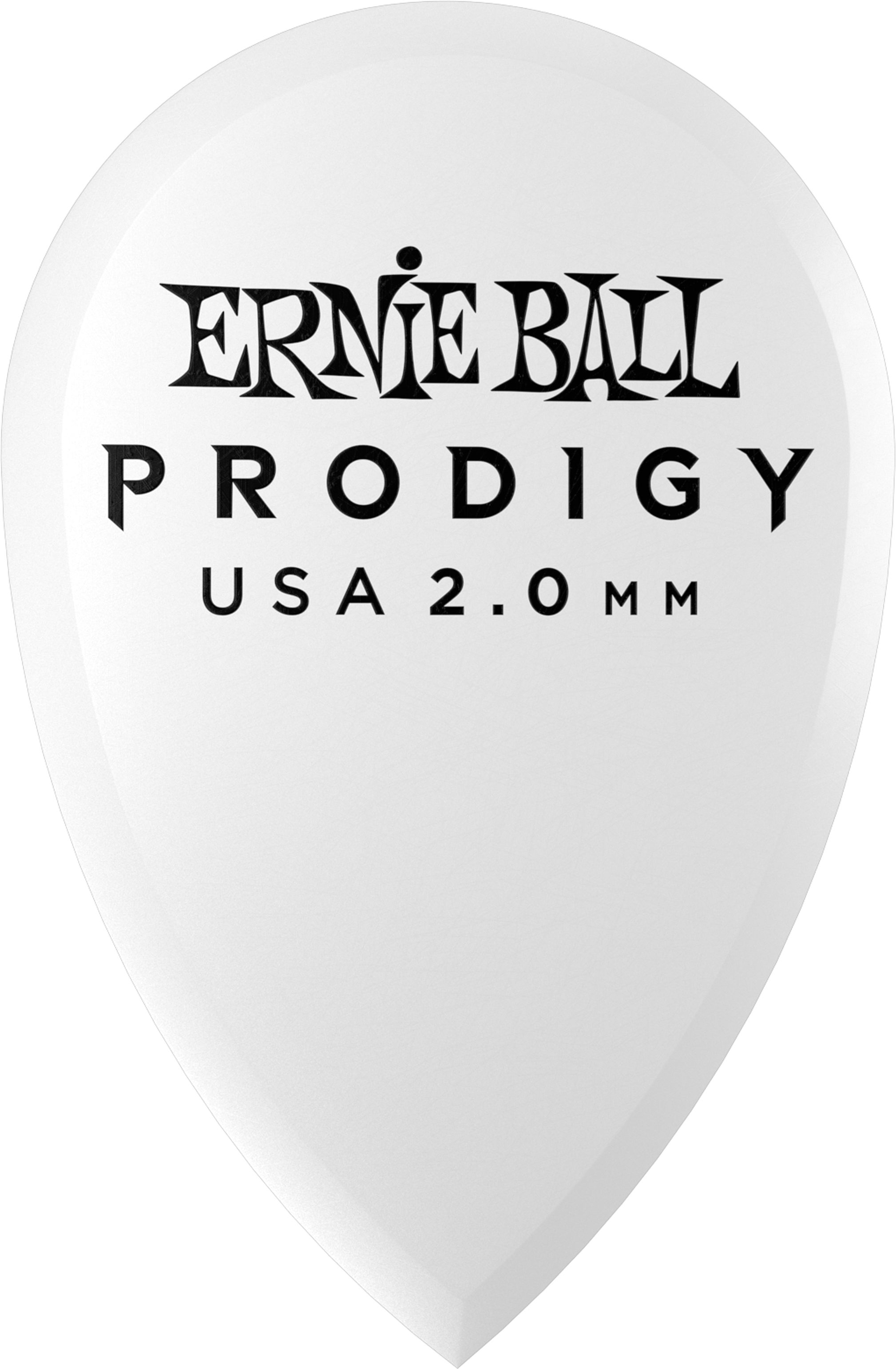 Ernie Ball Prodigy Teardrop Guitar Picks (6-Pack), White, 2 millimeter, 6-Pack, Action Position Back