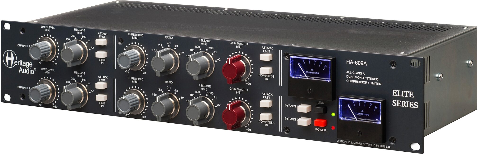 Heritage Audio HA-609A Dual Mono/Stereo Compressor, New, Action Position Back