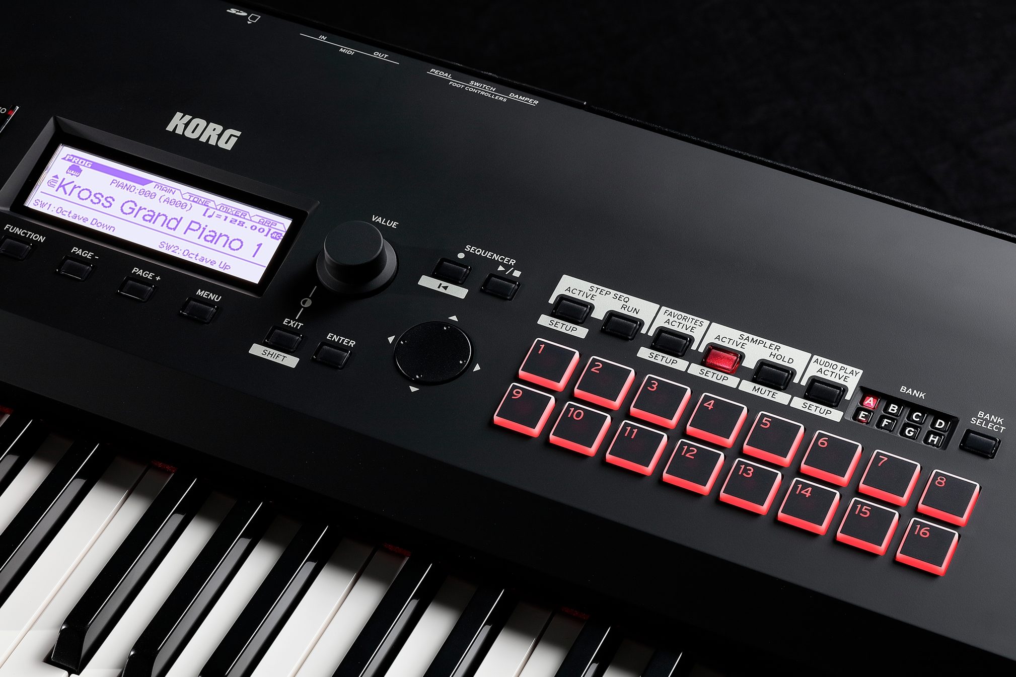 Korg KROSS 2 Keyboard Synthesizer Workstation, 88-Key, Super Matte Black, Action Position Back