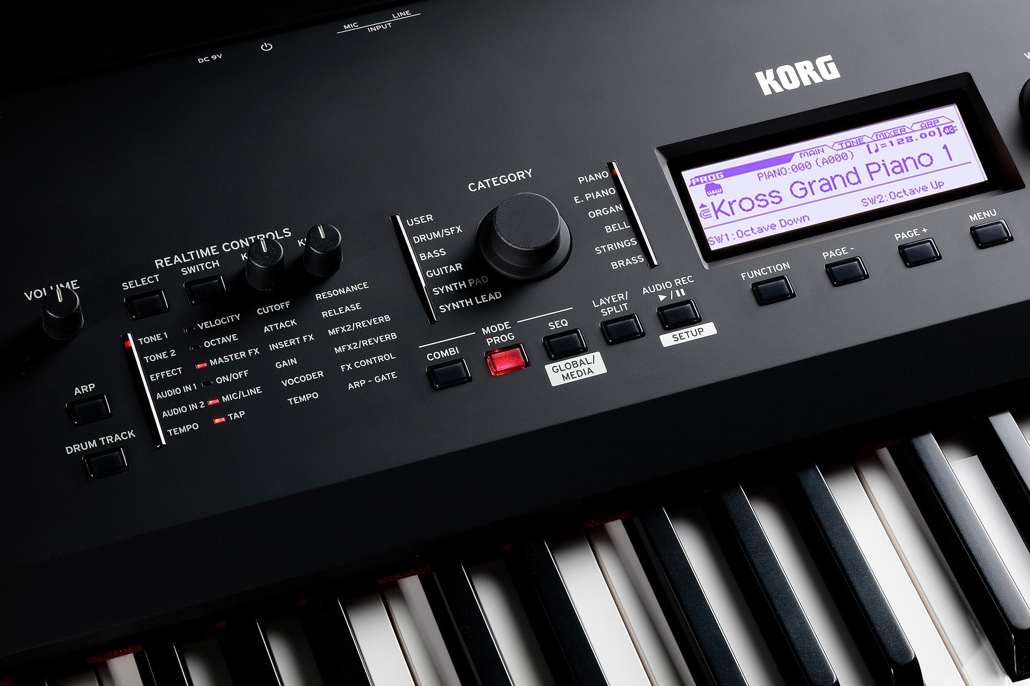 Korg KROSS 2 Keyboard Synthesizer Workstation, 88-Key, Super Matte Black, Action Position Back