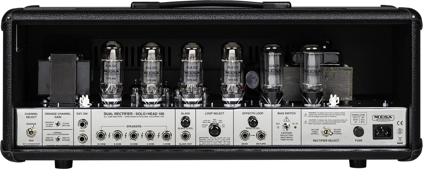 Mesa/Boogie '90s Dual Rectifier Guitar Amplifier Head (100 Watts), New, Action Position Back