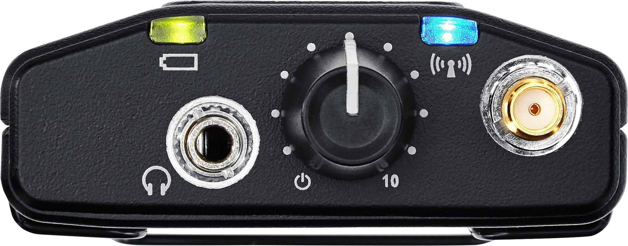 Shure P9RA+ Stereo Bodypack Receiver for PSM900 Wireless IEM Systems, Band G6 (470-506 MHz), Detail Side