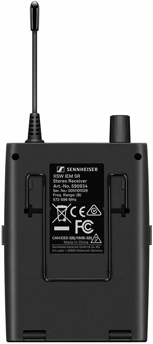 Sennheiser XSW IEM SET Wireless In-Ear Monitor System, Band A (476 - 500 MHz), Receiver Back