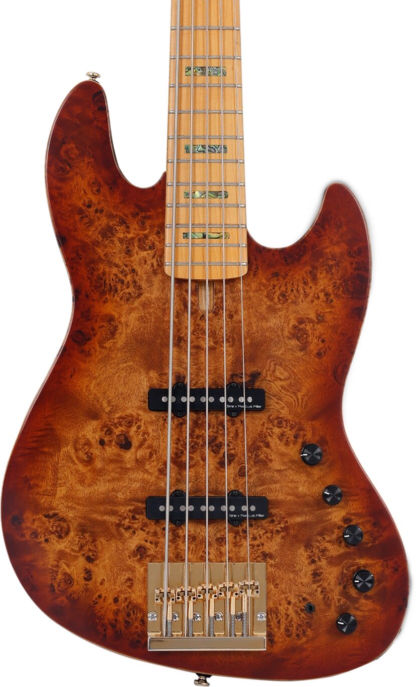 Sire Marcus Miller V10 Electric Bass, 5-String, Natural Satin, Action Position Back