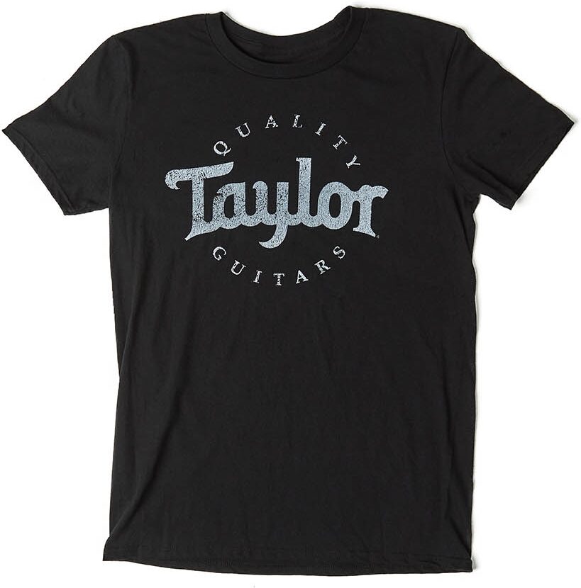 Taylor Mens Distressed Logo T-Shirt, Black/White, Small, Action Position Front