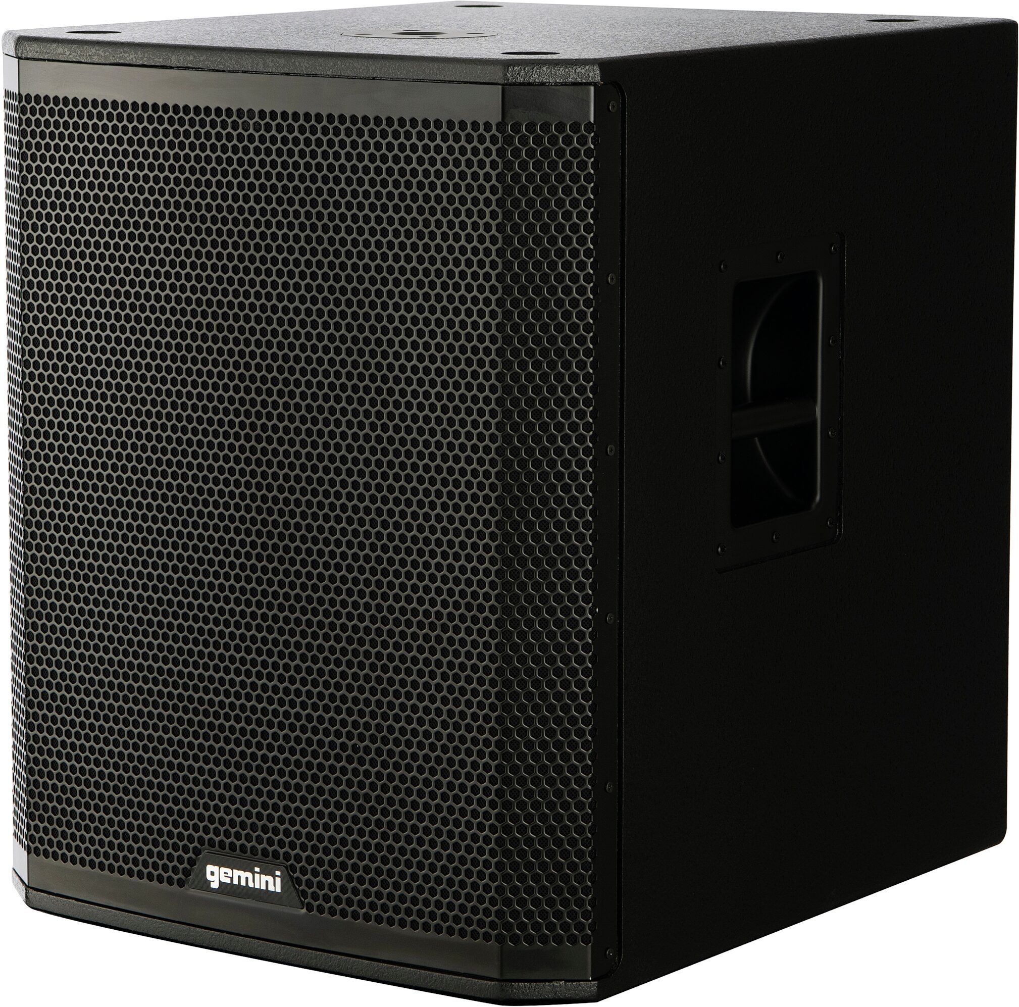 Gemini ZRX-S18BT Powered Bluetooth Subwoofer Speaker, Single Speaker, Angled Side