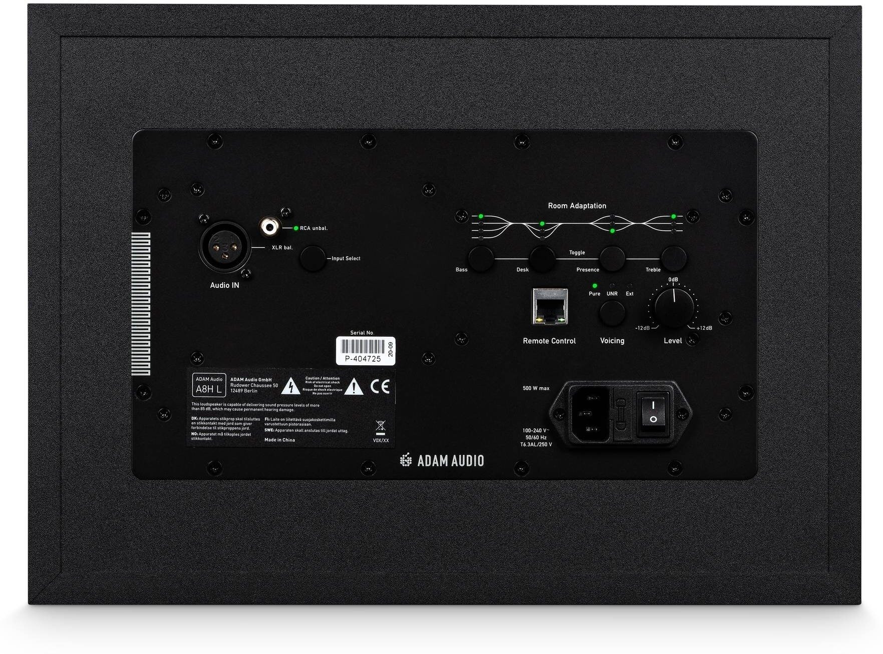 ADAM Audio A8H Active 3-Way Studio Monitor, A8HL, Left Side, Single Speaker, Rear detail Back