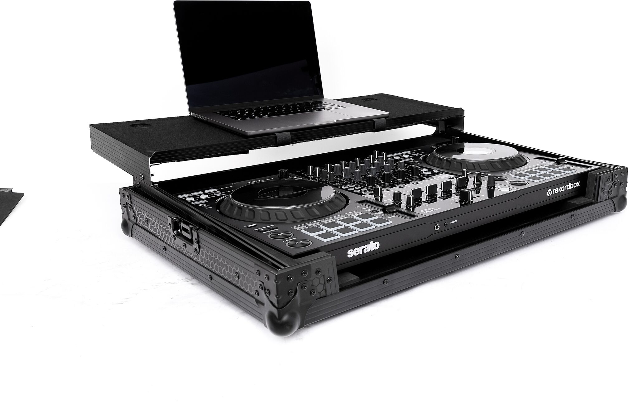 Headliner Pitch Black Flight Case for Pioneer DJ DDJ-FLX10 and DDJ-1000SRT, Black, Action Position Back