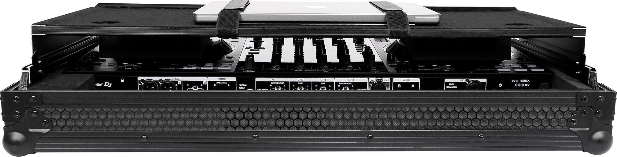 Headliner Pitch Black Flight Case for Pioneer DJ DDJ-FLX10 and DDJ-1000SRT, Black, Action Position Back