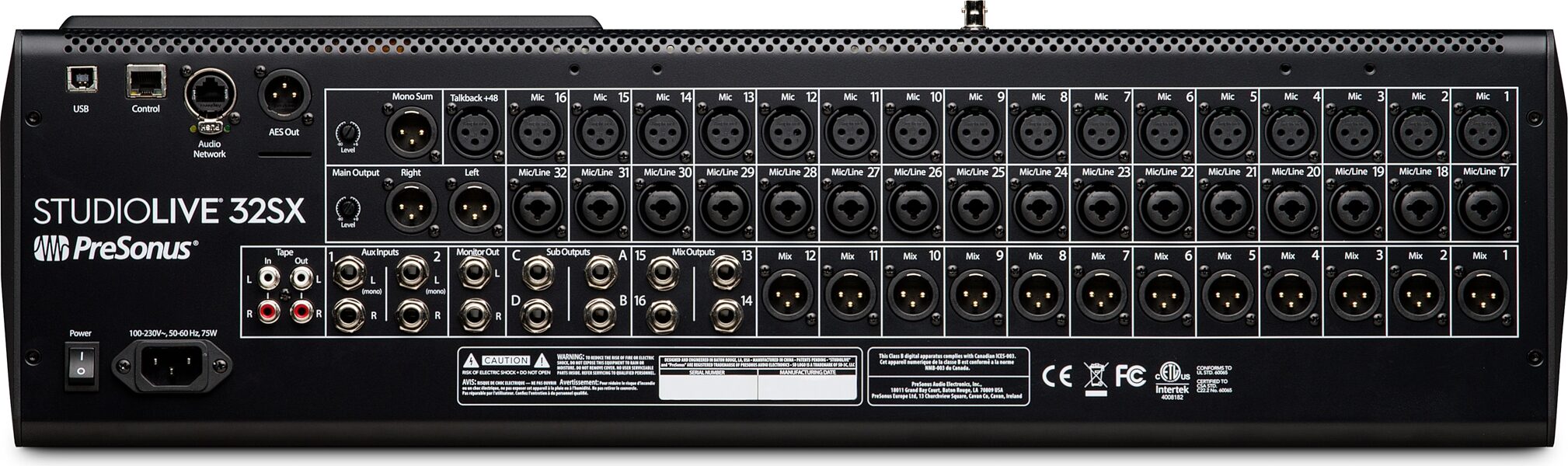 PreSonus StudioLive 32SX 32-Channel Digital Mixer, New, Rear detail Back