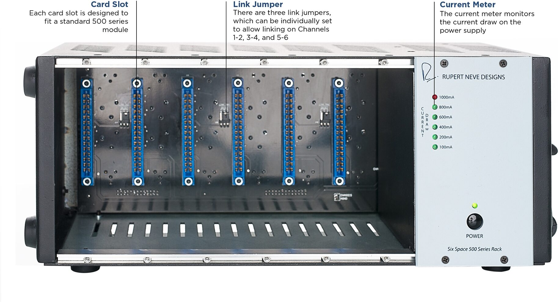 Rupert Neve Designs R6 Six-Space 500-Series Rack, New, Action Position Back