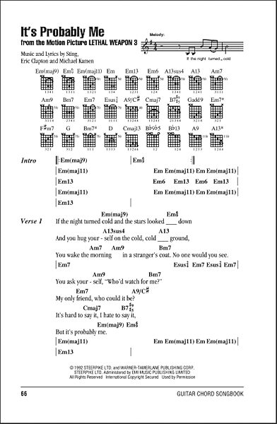 It's Probably Me - Guitar Chords/Lyrics, New, Main