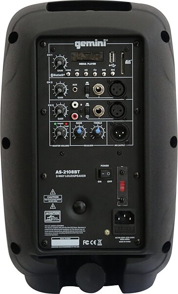 Gemini AS-2108BT Powered Bluetooth Loudspeaker, New, Action Position Back