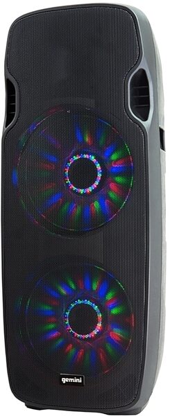 Gemini AS-215BLU-LT Powered Loudspeaker with Lights, New, Angle