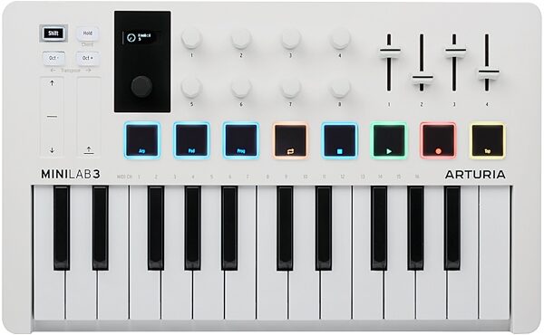 Arturia MiniLab 3 USB MIDI Keyboard Controller, White, Main
