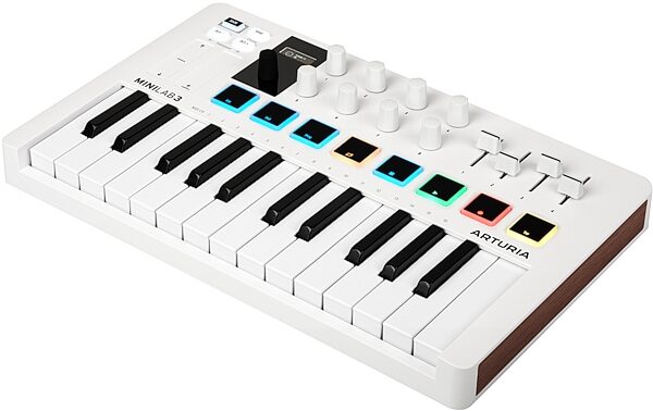 Arturia MiniLab 3 USB MIDI Keyboard Controller, White, Angle
