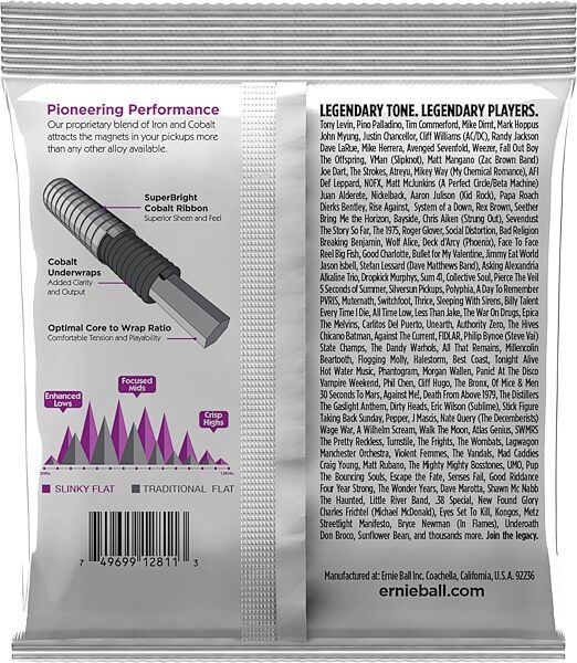Ernie Ball P02811 Power Slinky Flatwound Bass Strings, New, Action Position Back