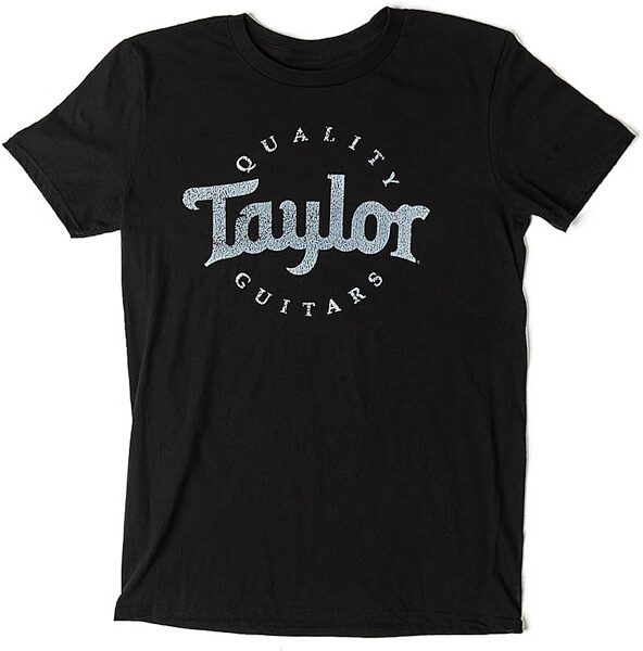 Taylor Mens Distressed Logo T-Shirt, Black/White, Small, Action Position Front