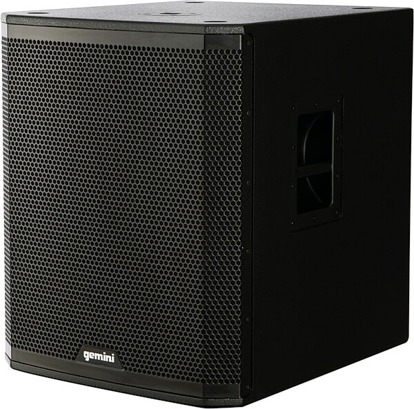 Gemini ZRX-S18BT Powered Bluetooth Subwoofer Speaker, Single Speaker, Angled Side