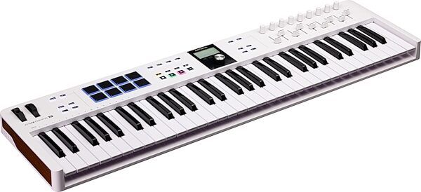 Arturia KeyLab Essential 61 MK3 MIDI Keyboard Controller, 61-Key, White, Angle