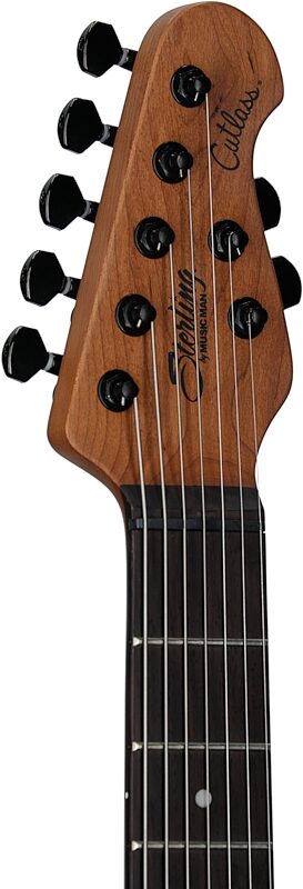 Sterling by Music Man Jason Richardson 7 Cutlass Electric Guitar, 7-String, Dark Scarlet Burst, Headstock Left Front